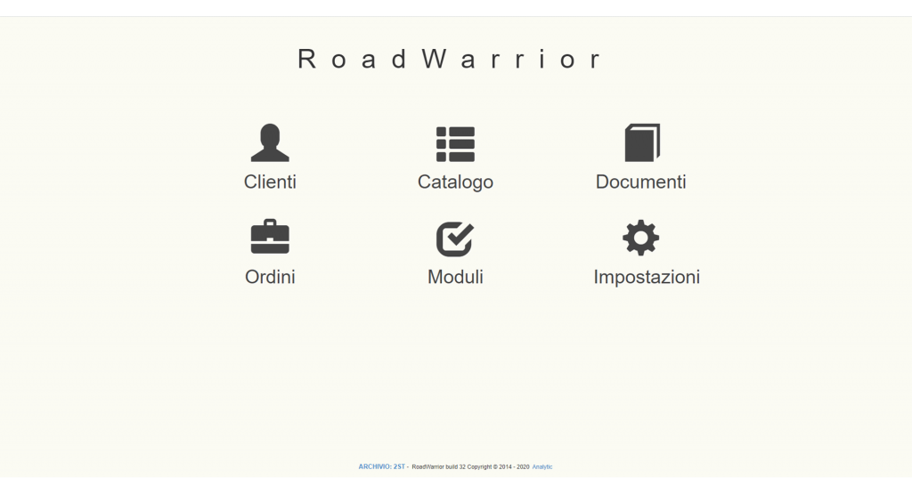 Road Warrior : écran principal avec liste de modules