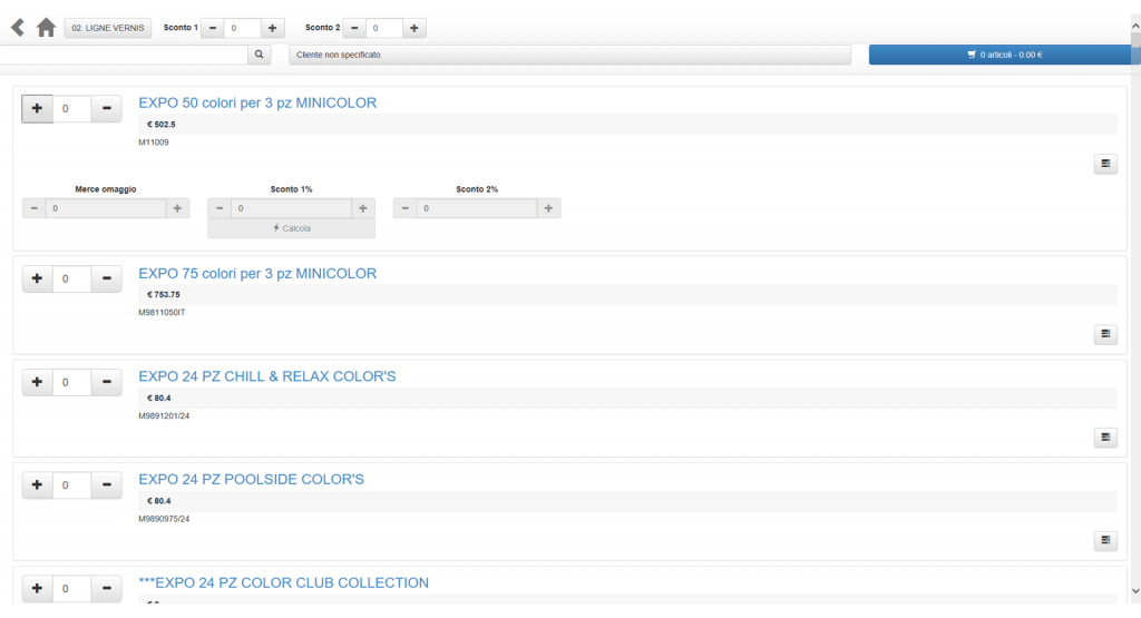Road Warrior : liste d'articles dans le catalogue de produits